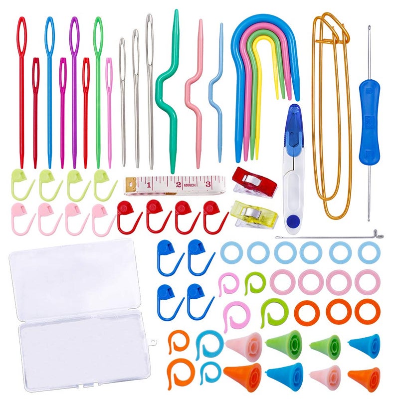 JUPEAN Complete Knitting Accessories, Knitting Supplies Kit with Stitch Markers Plastic Sewing Needles Cable Needles for Sewing and Weaving - Image 1
